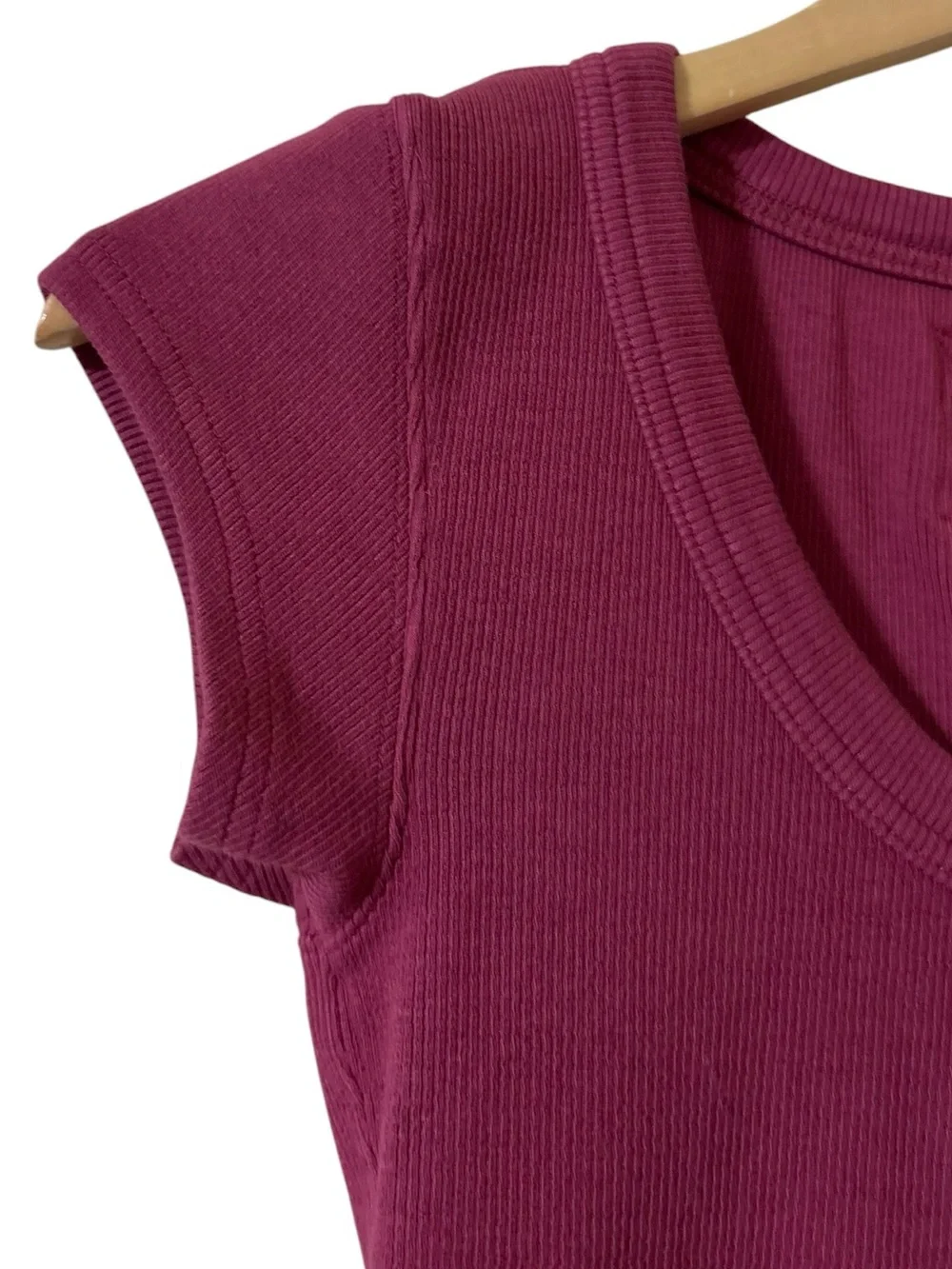 We The Free Brooklyn Tee Ribbed Scoop Berry Pink Mauve EUC M